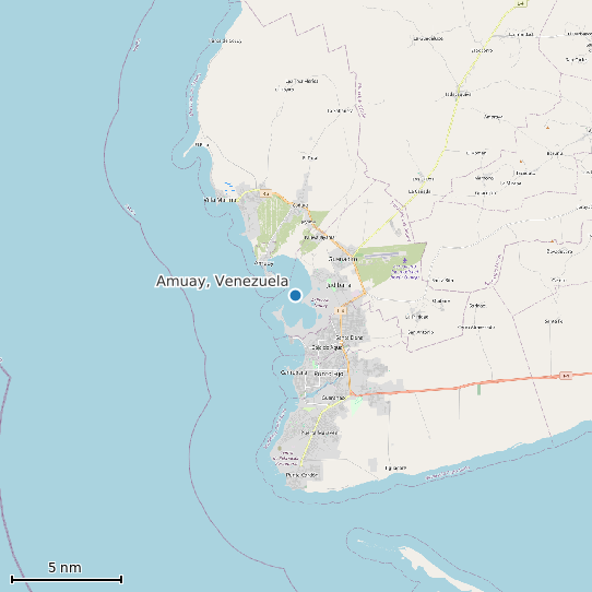 Map of Amuay, Venezuela Tide Prediction Station
