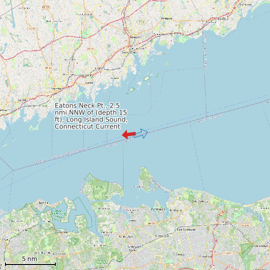 Map of Eatons Neck Pt., 2.5 nmi NNW of (depth 15 ft), Long Island Sound, Connecticut Current Prediction Station