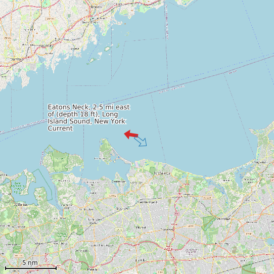 Map of Eatons Neck, 2.5 mi east of (depth 18 ft), Long Island Sound, New York Current Prediction Station