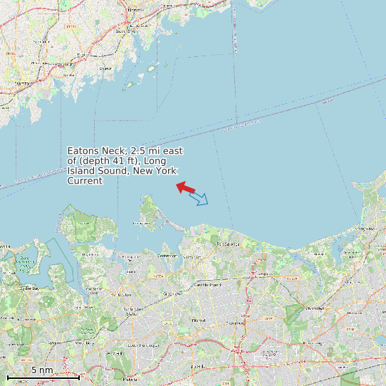 Map of Eatons Neck, 2.5 mi east of (depth 41 ft), Long Island Sound, New York Current Prediction Station