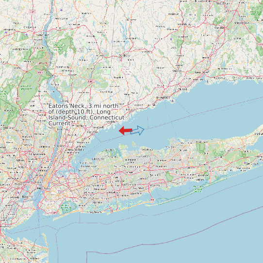 Map of Eatons Neck, 3 mi north of (depth 10 ft), Long Island Sound, Connecticut Current Prediction Station