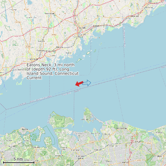 Map of Eatons Neck, 3 mi north of (depth 92 ft), Long Island Sound, Connecticut Current Prediction Station