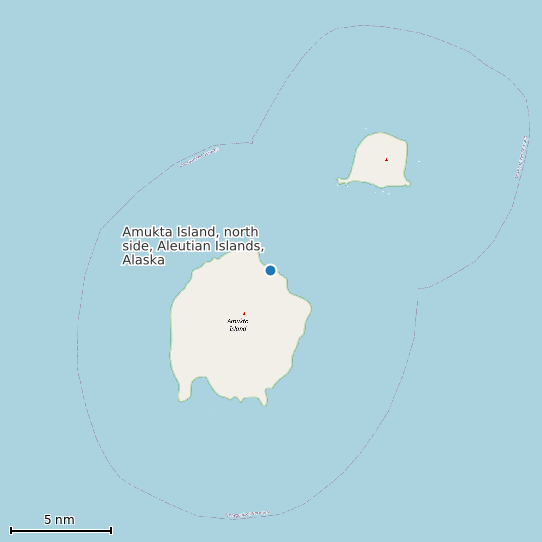 Map of Amukta Island, north side, Aleutian Islands, Alaska Tide Prediction Station