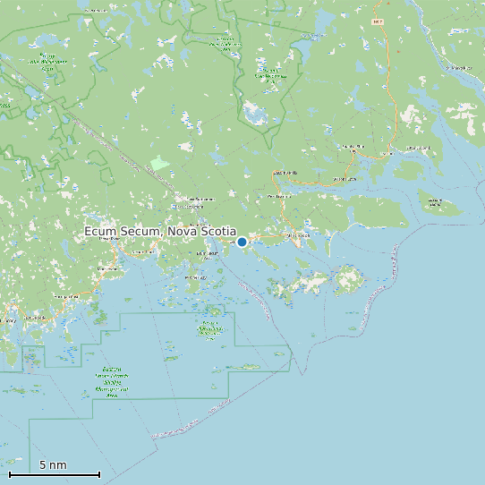 Map of Ecum Secum, Nova Scotia Tide Prediction Station