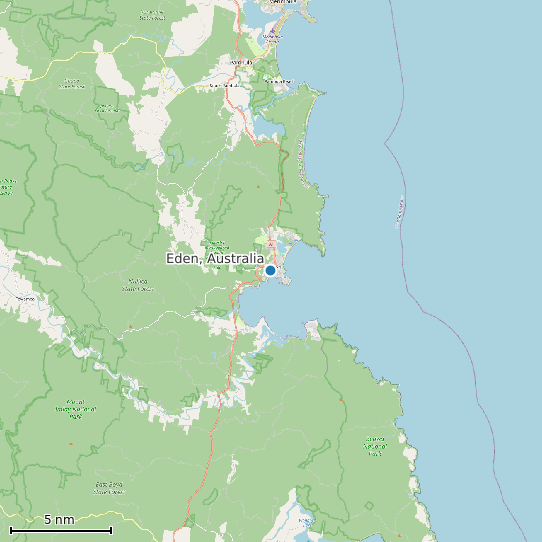 Map of Eden, Australia Tide Prediction Station