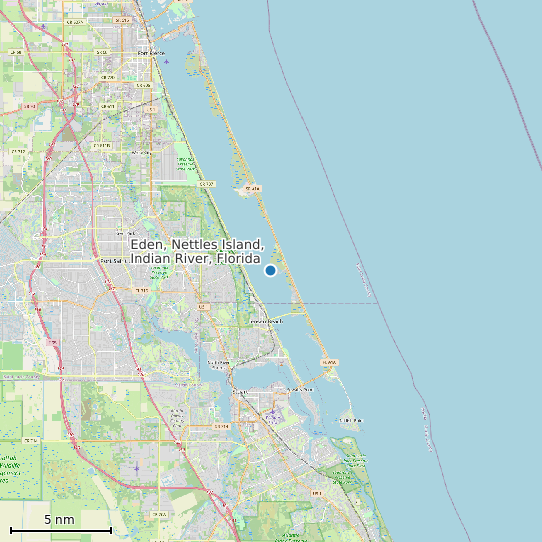 Map of Eden, Nettles Island, Indian River, Florida Tide Prediction Station