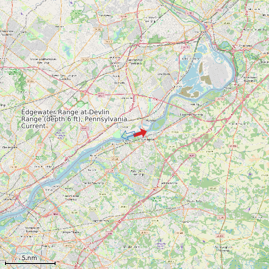 Map of Edgewater Range at Devlin Range (depth 6 ft), Pennsylvania Current Prediction Station