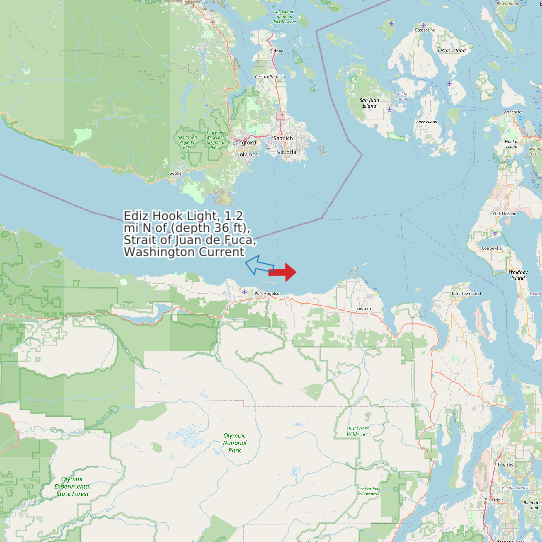 Map of Ediz Hook Light, 1.2 mi N of (depth 36 ft), Strait of Juan de Fuca, Washington Current Prediction Station