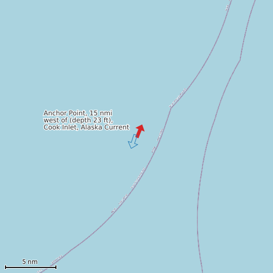 Map of Anchor Point, 15 nmi west of (depth 23 ft), Cook Inlet, Alaska Current Prediction Station