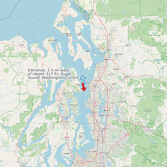Edmonds, 2.5 mi west of (depth 317 ft), Puget Sound, Washington Current map