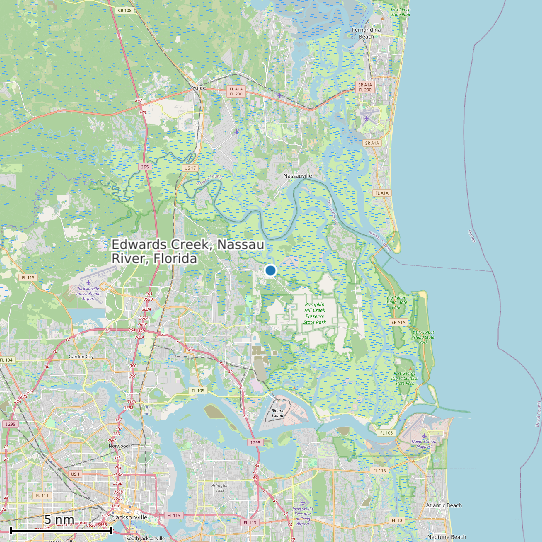 Map of Edwards Creek, Nassau River, Florida Tide Prediction Station