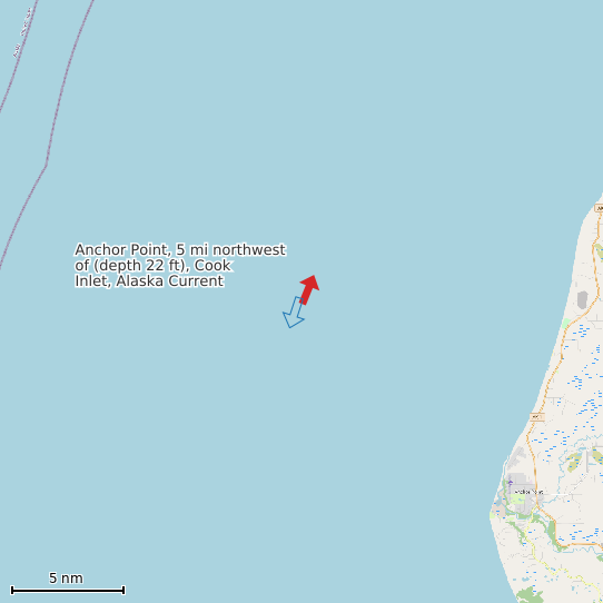 Map of Anchor Point, 5 mi northwest of (depth 22 ft), Cook Inlet, Alaska Current Prediction Station