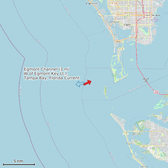 Map of Egmont Channel (3 mi W of Egmont Key Lt.), Tampa Bay, Florida Current Prediction Station