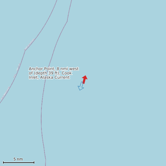 Map of Anchor Point, 8 nmi west of (depth 39 ft), Cook Inlet, Alaska Current Prediction Station