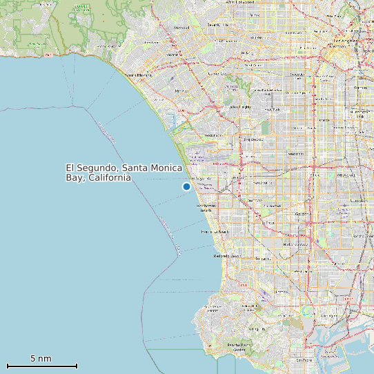 Map of El Segundo, Santa Monica Bay, California Tide Prediction Station