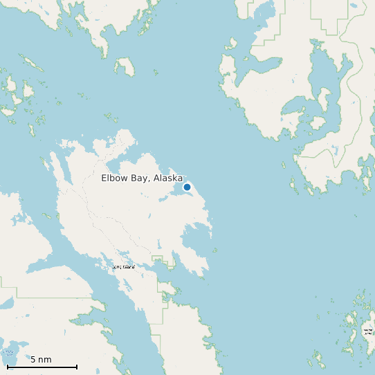 Map of Elbow Bay, Alaska Tide Prediction Station