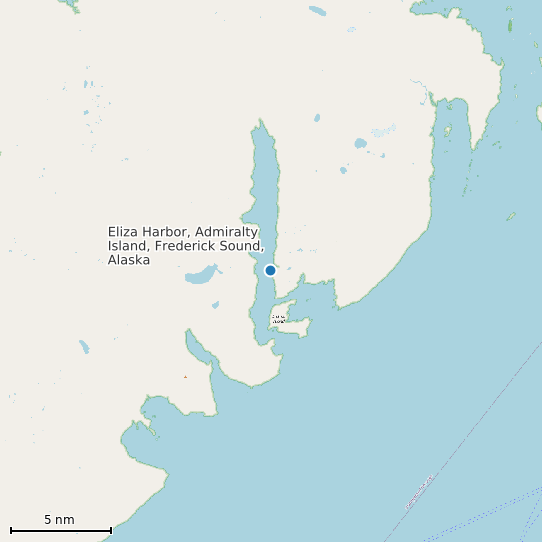 Map of Eliza Harbor, Admiralty Island, Frederick Sound, Alaska Tide Prediction Station