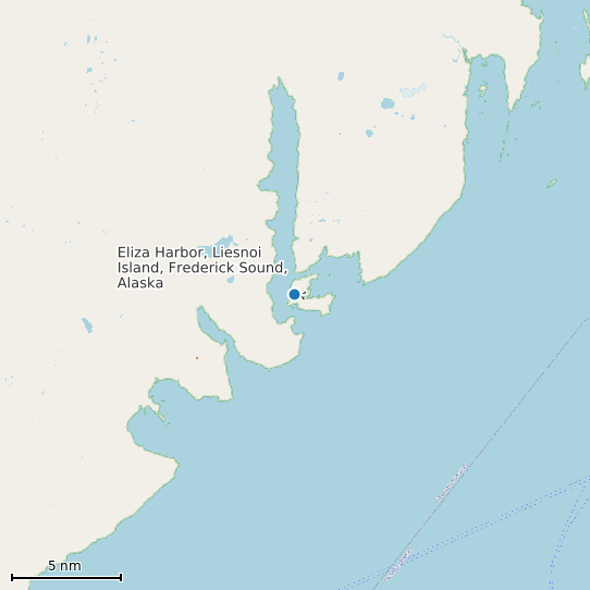 Map of Eliza Harbor, Liesnoi Island, Frederick Sound, Alaska Tide Prediction Station
