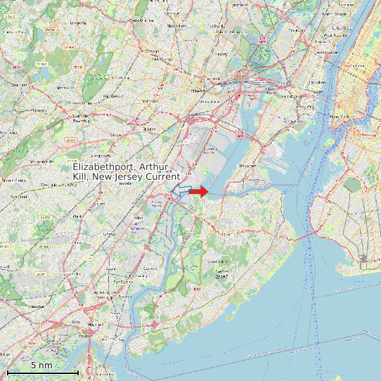 Map of Elizabethport, Arthur Kill, New Jersey Current Prediction Station