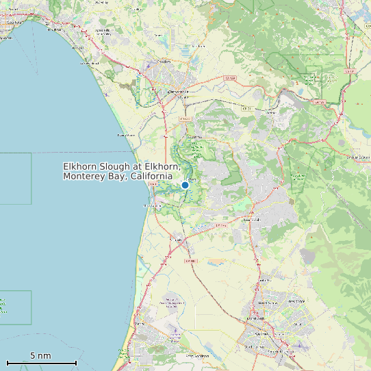 Map of Elkhorn Slough at Elkhorn, Monterey Bay, California Tide Prediction Station