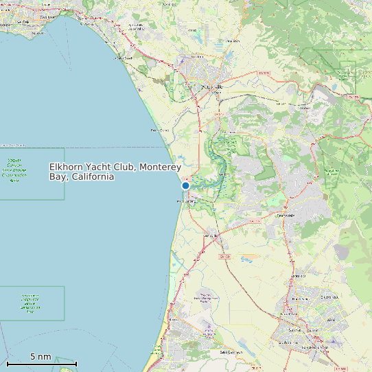Map of Elkhorn Yacht Club, Monterey Bay, California Tide Prediction Station