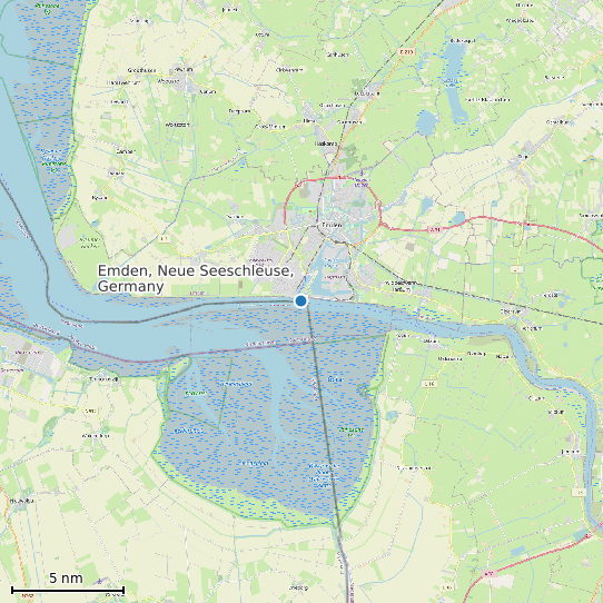 Map of Emden, Neue Seeschleuse, Germany Tide Prediction Station