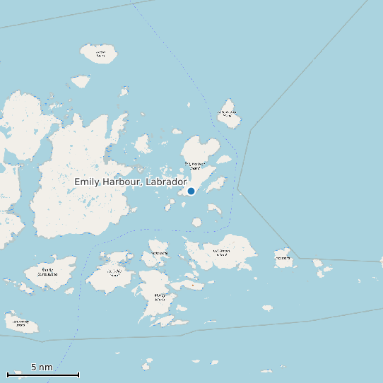 Map of Emily Harbour, Labrador Tide Prediction Station