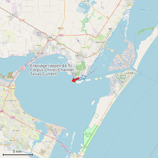 Map of Enbridge (depth 44 ft), Corpus Christi Channel, Texas Current Prediction Station
