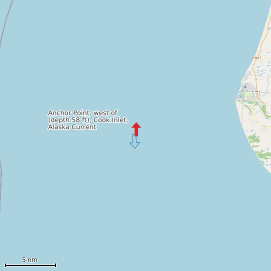 Map of Anchor Point, west of (depth 58 ft), Cook Inlet, Alaska Current Prediction Station