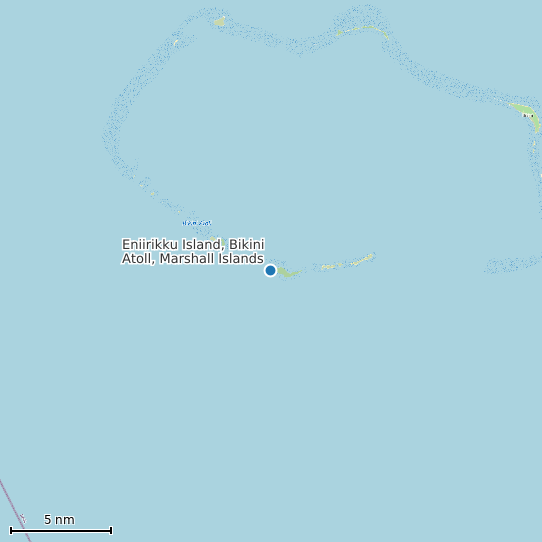 Map of Eniirikku Island, Bikini Atoll, Marshall Islands Tide Prediction Station