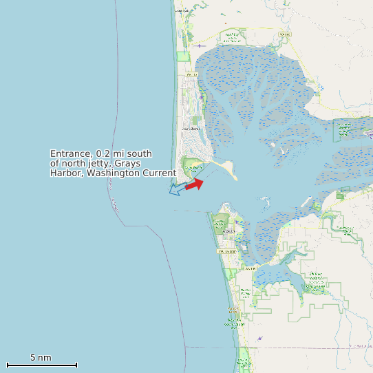 Map of Entrance, 0.2 mi south of north jetty, Grays Harbor, Washington Current Prediction Station