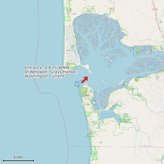 Map of Entrance, 0.6 mi WNW of Westport, Grays Harbor, Washington Current Prediction Station
