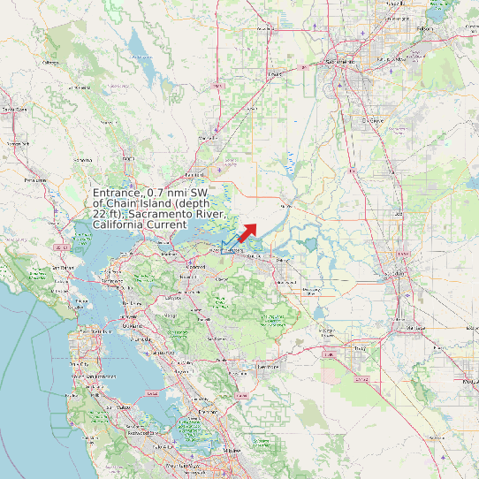Entrance, 0.7 nmi SW of Chain Island (depth 22 ft), Sacramento River, California Current map