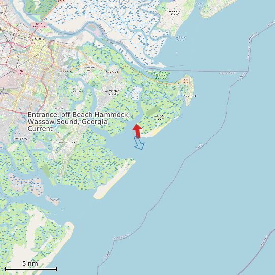 Map of Entrance, off Beach Hammock, Wassaw Sound, Georgia Current Prediction Station