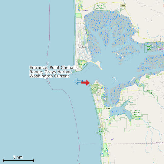 Map of Entrance, Point Chehalis Range, Grays Harbor, Washington Current Prediction Station