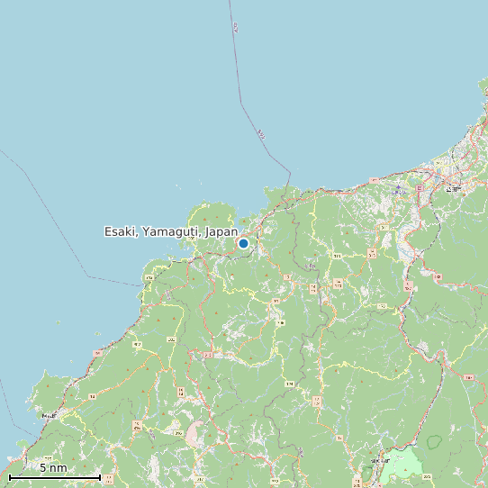 Map of Esaki, Yamaguti, Japan Tide Prediction Station