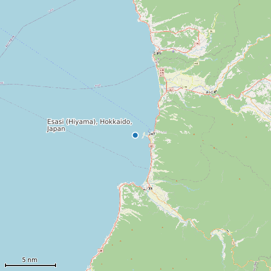 Map of Esasi (Hiyama), Hokkaido, Japan Tide Prediction Station
