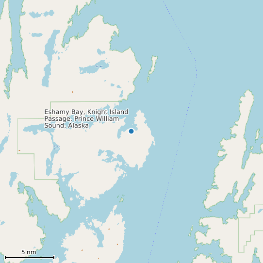Map of Eshamy Bay, Knight Island Passage, Prince William Sound, Alaska Tide Prediction Station