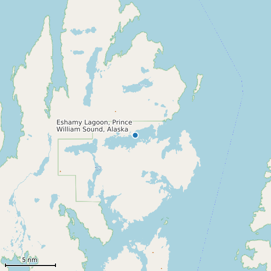 Map of Eshamy Lagoon, Prince William Sound, Alaska Tide Prediction Station