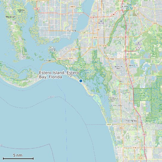 Map of Estero Island, Estero Bay, Florida Tide Prediction Station