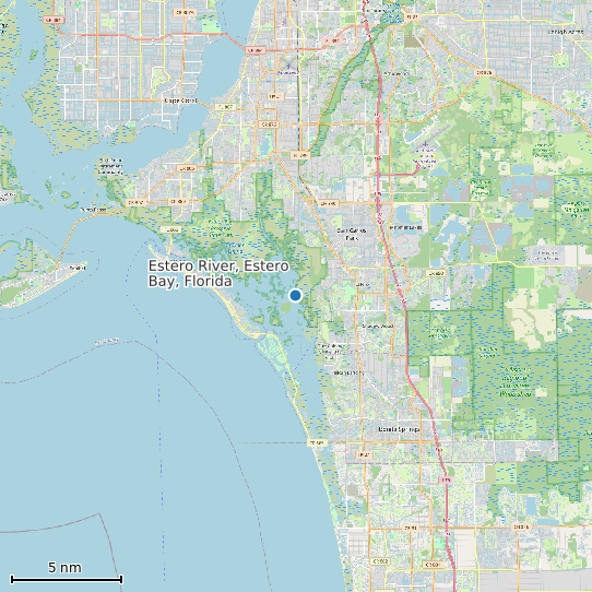 Map of Estero River, Estero Bay, Florida Tide Prediction Station