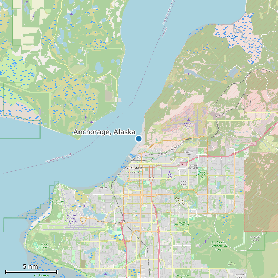 Map of Anchorage, Alaska Tide Prediction Station