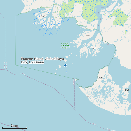 Map of Eugene Island, Atchafalaya Bay, Louisiana Tide Prediction Station