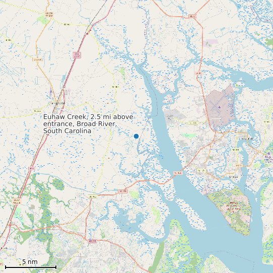 Map of Euhaw Creek, 2.5 mi above entrance, Broad River, South Carolina Tide Prediction Station