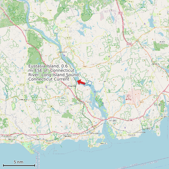 Map of Eustasia Island, 0.6 mi ESE of, Connecticut River, Long Island Sound, Connecticut Current Prediction Station