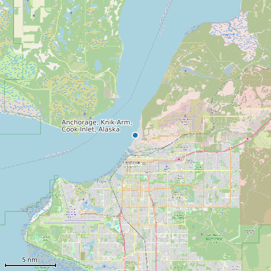 Map of Anchorage, Knik Arm, Cook Inlet, Alaska Tide Prediction Station