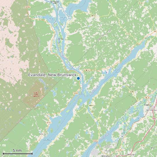 Map of Evandale, New Brunswick Tide Prediction Station