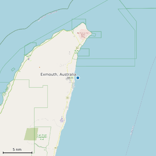 Map of Exmouth, Australia Tide Prediction Station