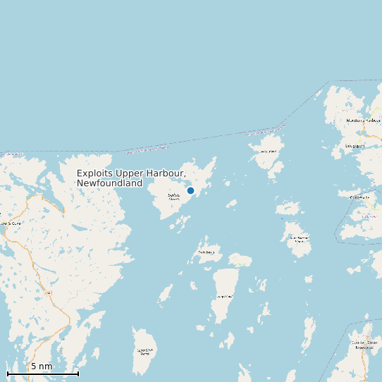 Map of Exploits Upper Harbour, Newfoundland Tide Prediction Station