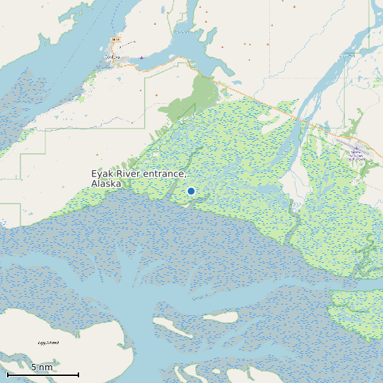Map of Eyak River entrance, Alaska Tide Prediction Station